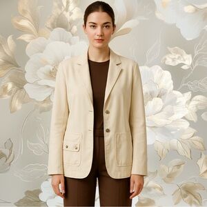 CURVE APPEAL Cream Cotton Soft Denim-Like Jacket Women’s Size Small